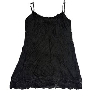 Maurices Lace Top Tank Baby Doll Sz Medium Y2K Black Crinkle Spice Girls Britney